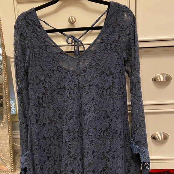 chinese dress ladies Zapaka Women Navy Lace A-Line Long Mother of The Bride Dress High Neck Long Sleeves Wedding Guest Dress, Navy / US22W main image 1